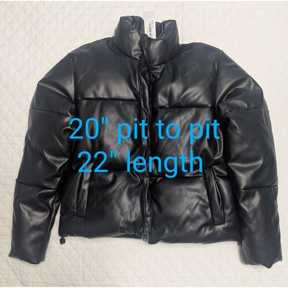 🖤 The Drop Priscilla Vegan Leather Puffer Black XS NWT - Picture 5 of 11